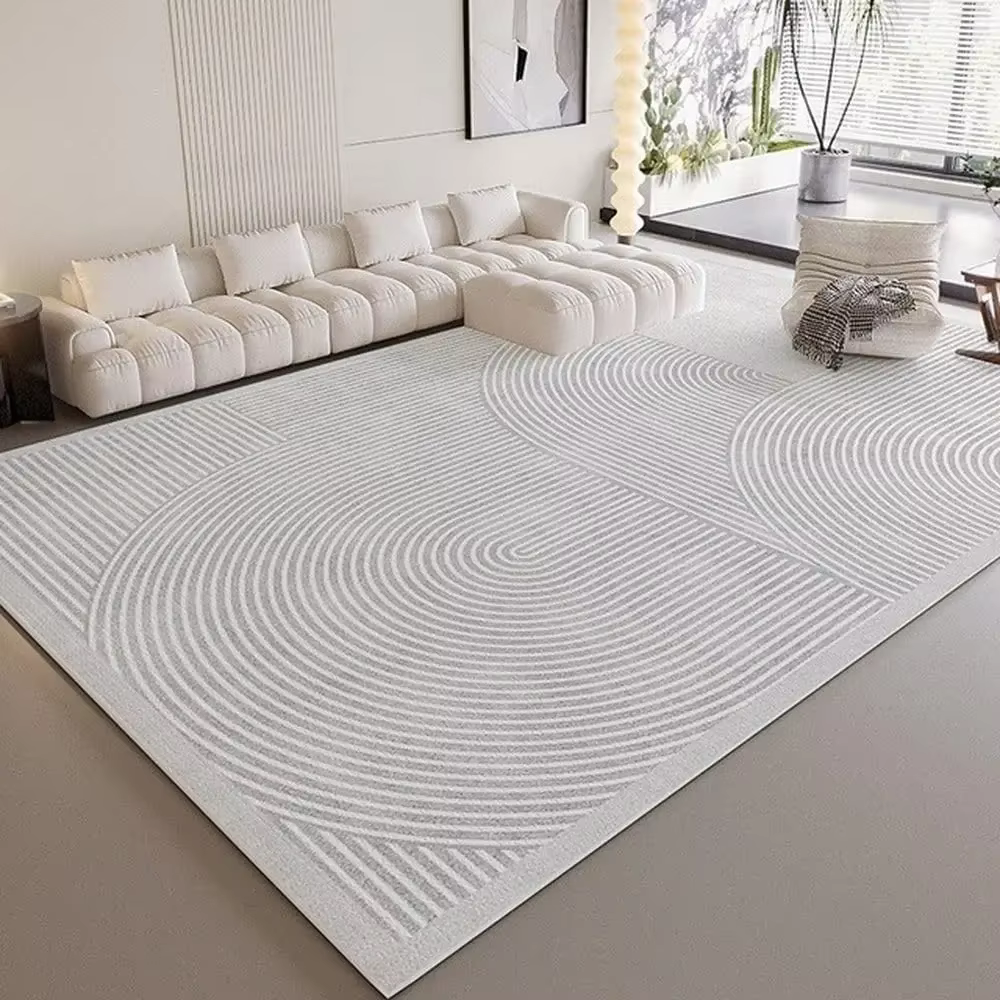 Tapis rayé style Wabi-Sabi VIKAMA, tapis pour salon, canapé et table basse, antidérapant et facile d