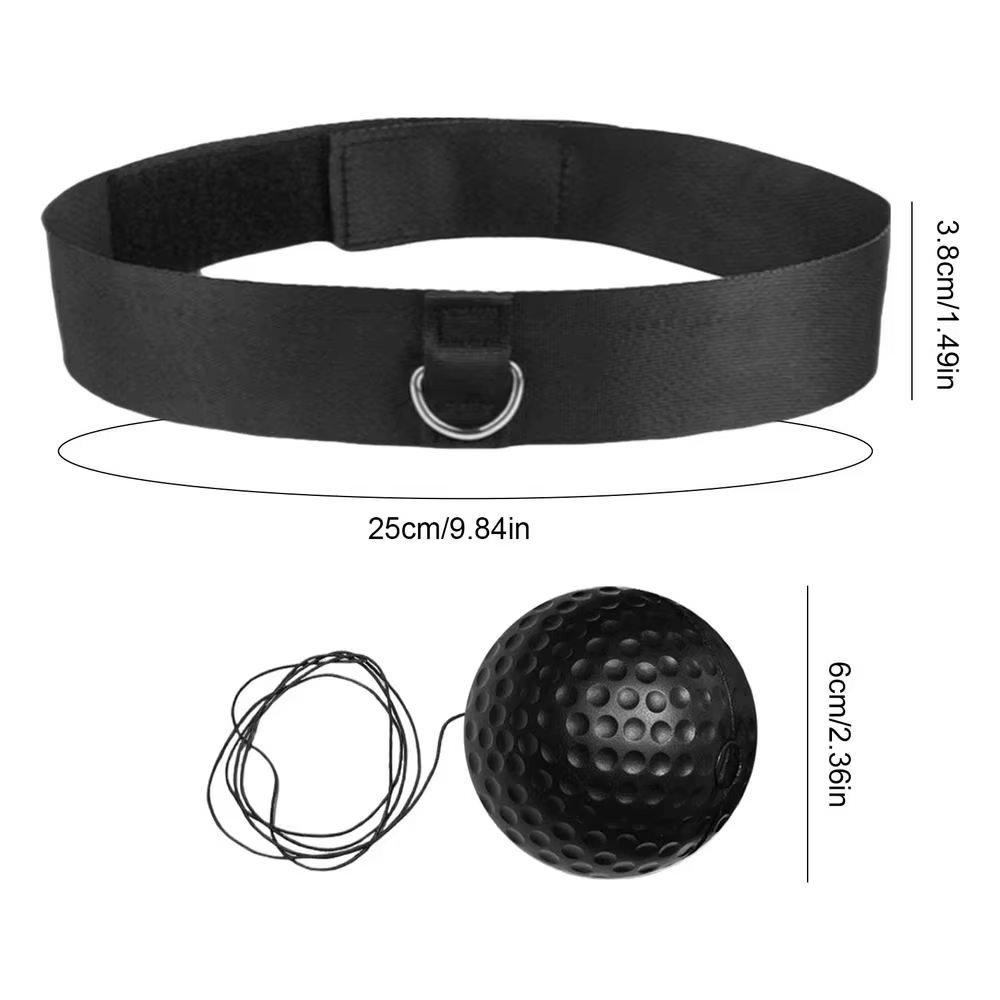 Balle de réaction de boxe de style bandeau élastique et bandeau à boule lumineuse noire pour le spor