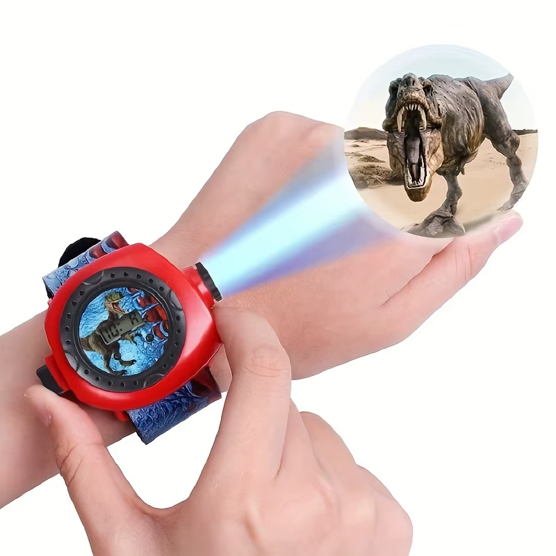 Montre projecteur dinosaure pour enfants – Lampe de poche et montre 24 images – Cadeau scolaire amus
