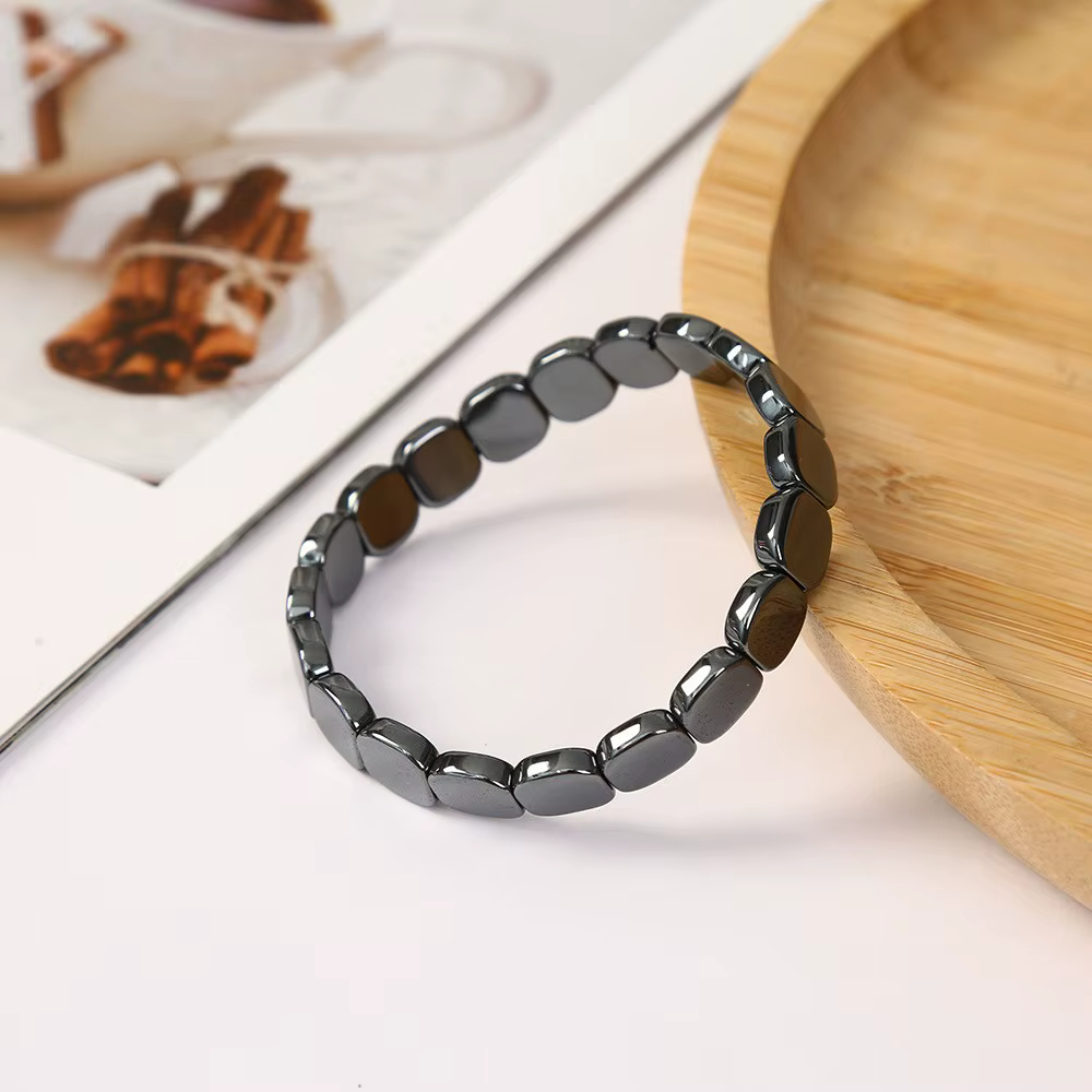 Bracelet de guérison Bracelet de calcul biliaire noir Bracelet en hématite élastique pour le lieu de
