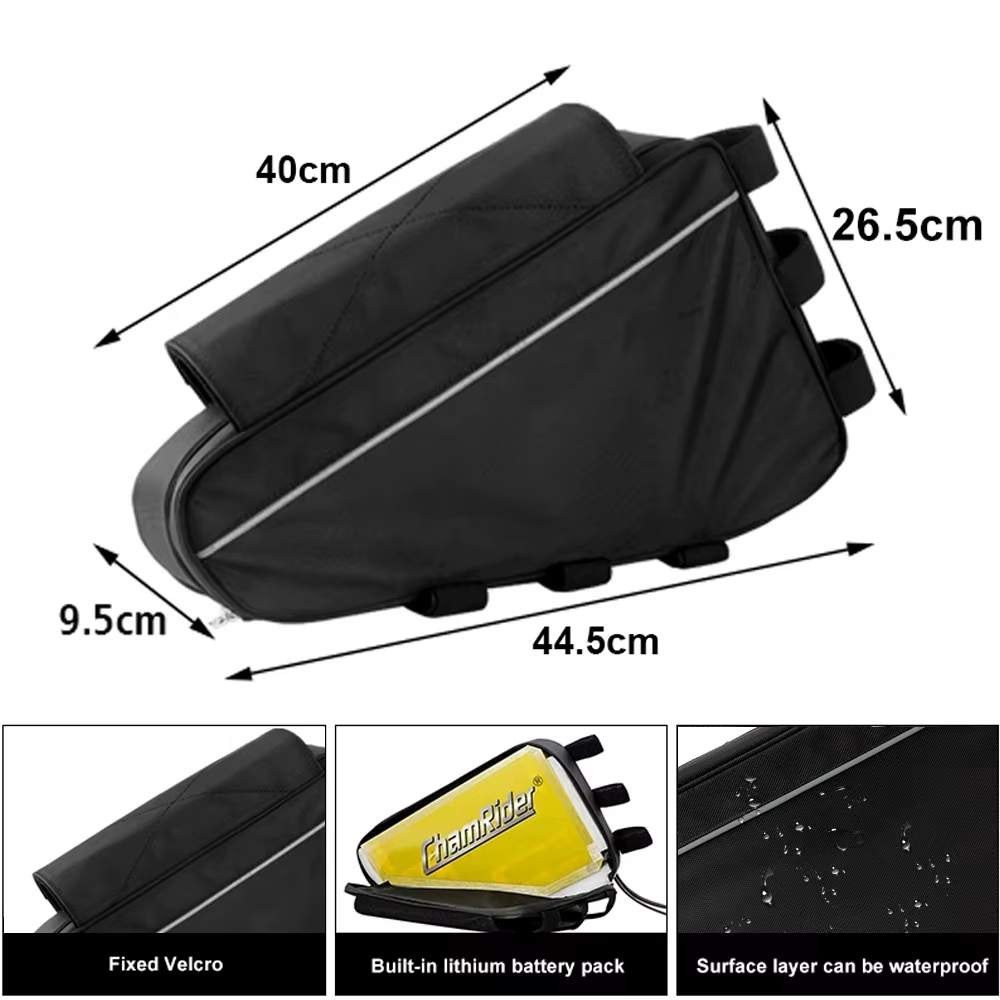 Sac à batterie pour vélo électrique, 36v, 48v, 60v, 72v, sacs triangulaires pour boîte de vélo noir,