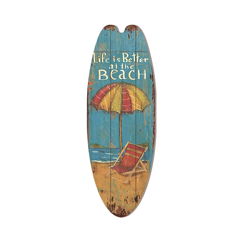 Plaque décorative vintage en bois pour maison, panneau mural de plage Tiki, bar, planche de surf, pe
