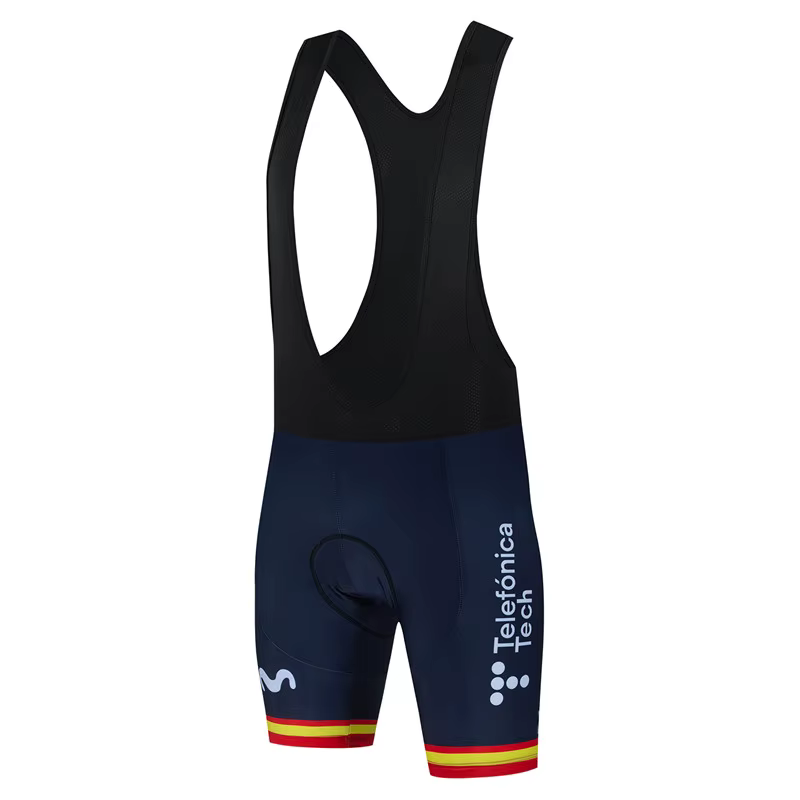 Short de cyclisme VTT 2026 Movistar Pro Team pour homme avec bretelles et gel antidérapant – Maillot