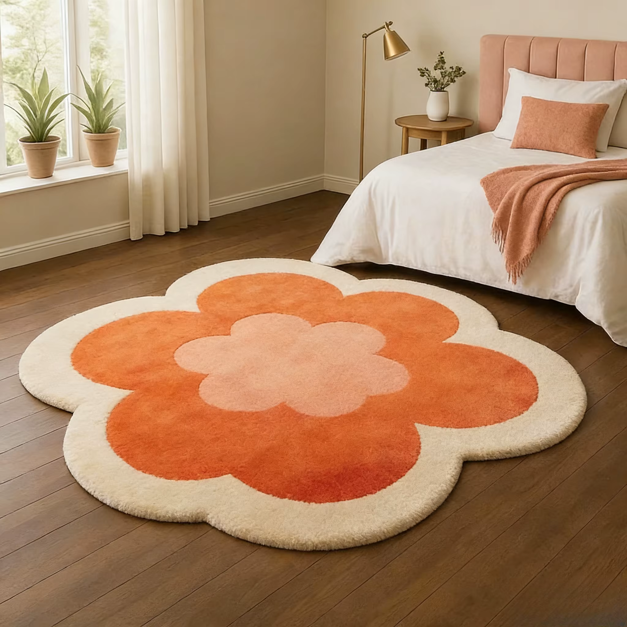 Tapis en forme de fleur pour salon, forme irrégulière, décor de chambre à coucher, pour fille, épais