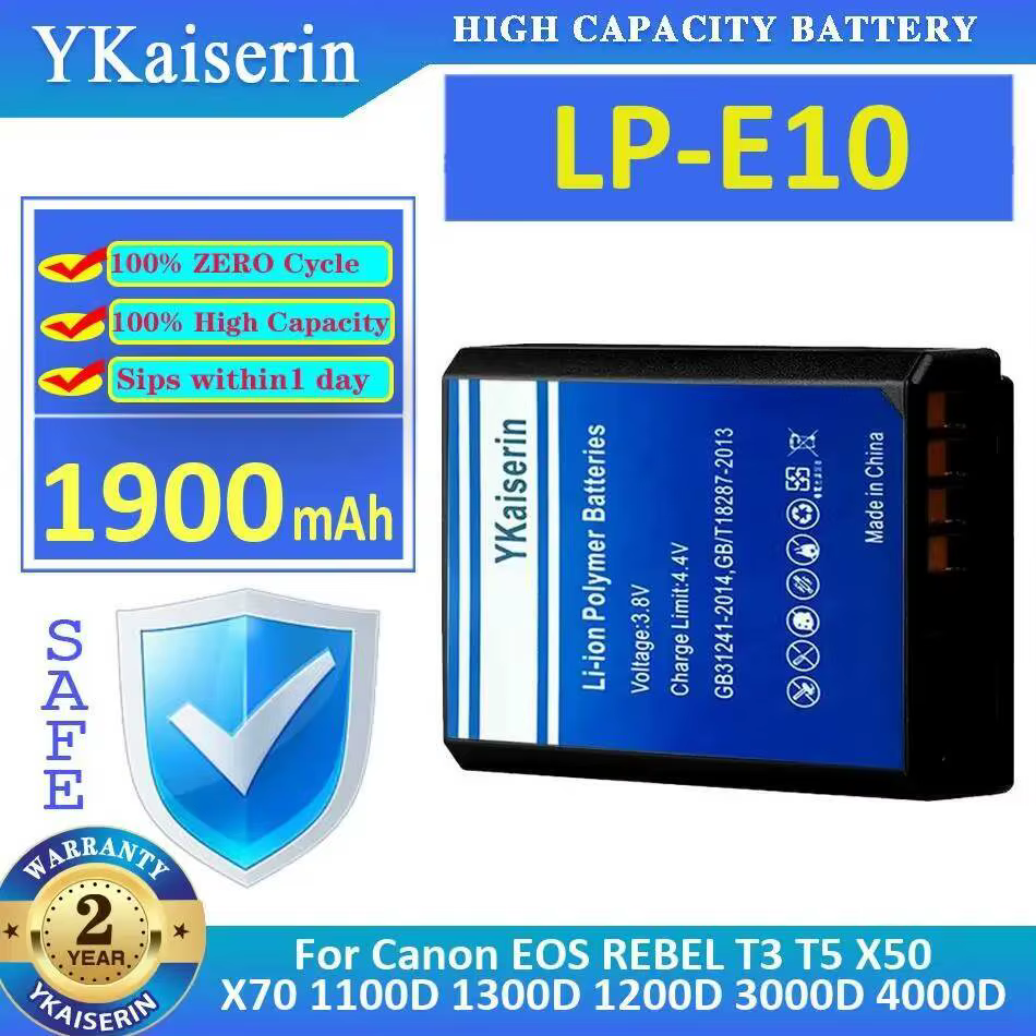Batterie d'appareil photo écologique pour Canon Eos 1100D 1300D 1200D 3000D 4000D Rebel T3 T5 X50 X7