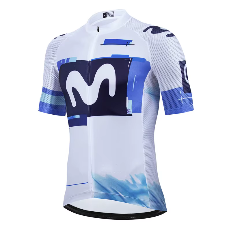 Short de cyclisme VTT 2026 Movistar Pro Team pour homme avec bretelles et gel antidérapant – Maillot