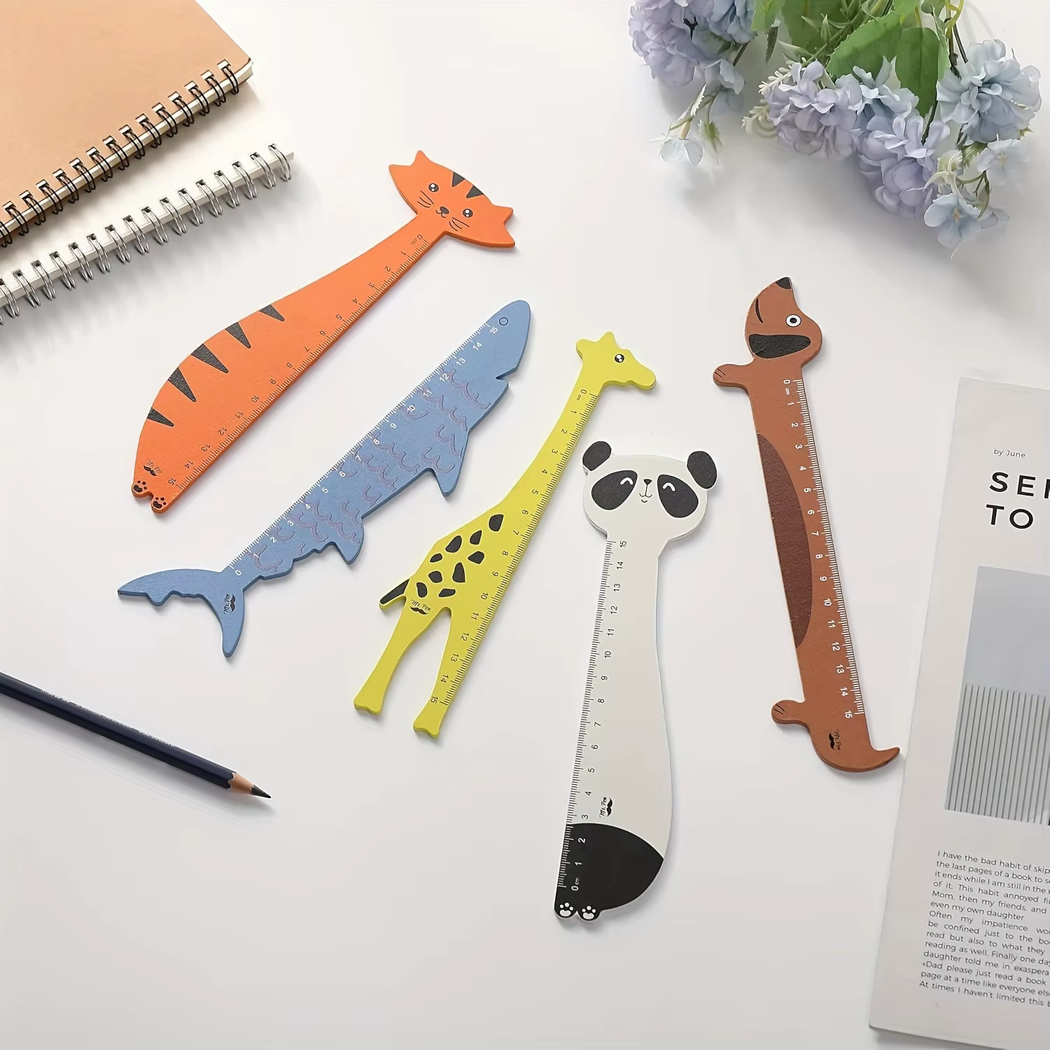 5 règles en forme d'animal - outils de mesure décoratifs et pratiques, salle de classe, cadeaux de v