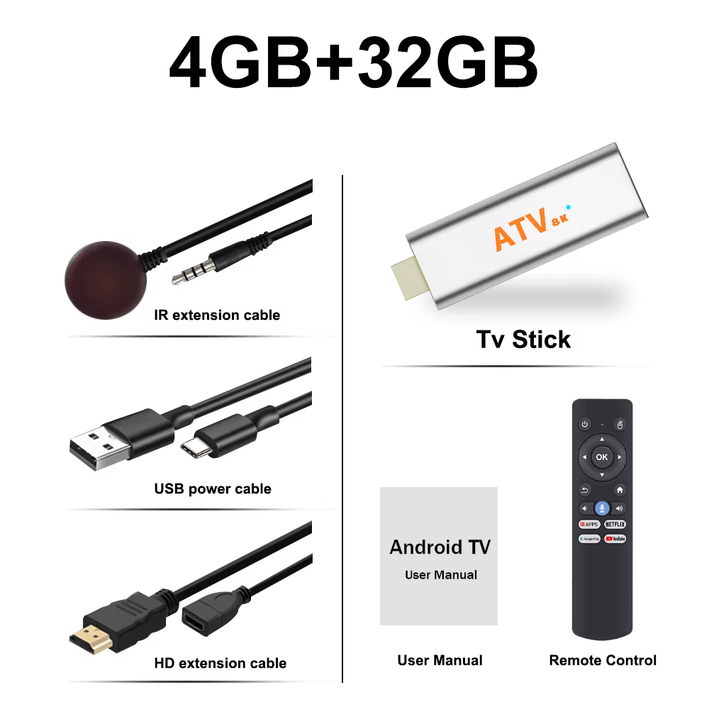 Clé TV Android 16 4K, Dongle Smart TV, Double WiFi Bluetooth, Mini Lecteur Multimédia, Appareil de S