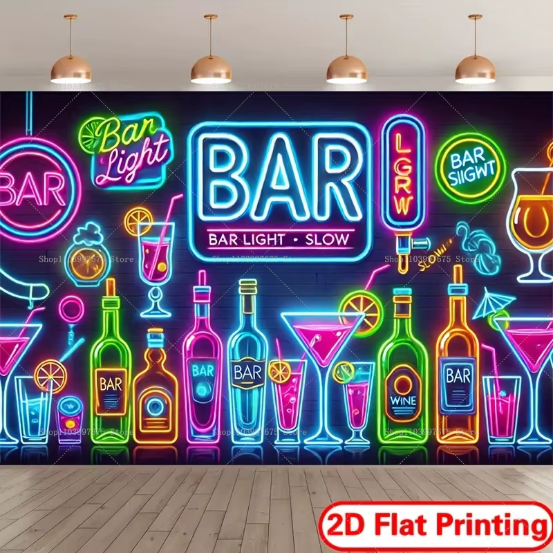 Décorations de fête sur le thème des bars 2D : Bannières de fond pour la photographie, accessoires d