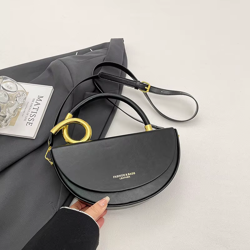 Sac bandoulière demi-lune pour femme, 8 couleurs, cuir PU, sac à main de créateur, sac de luxe pour 