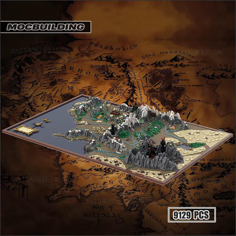 UCS anneaux célèbre film Moc la carte de la terre du milieu blocs de construction Locations principa