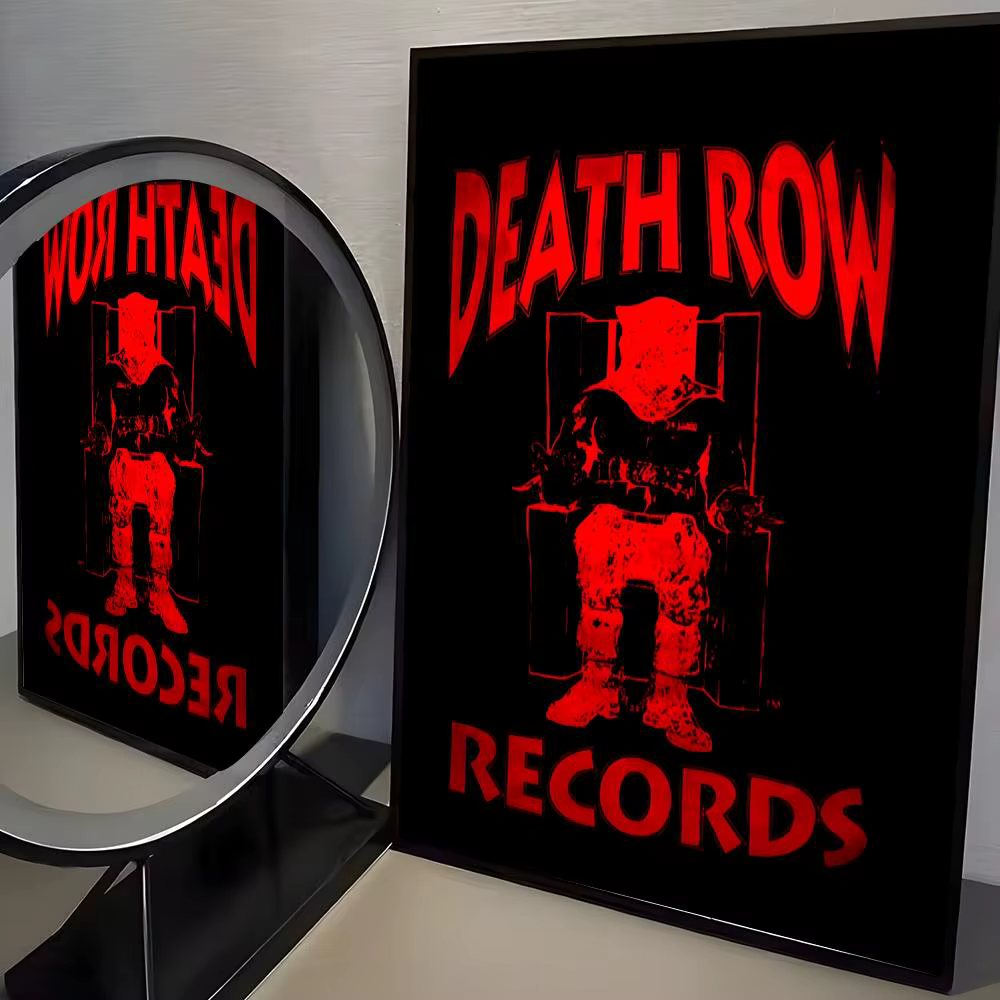 D-Death RowS Records Poster autocollant mural imperméable pour la décoration de bar à domicile, déco