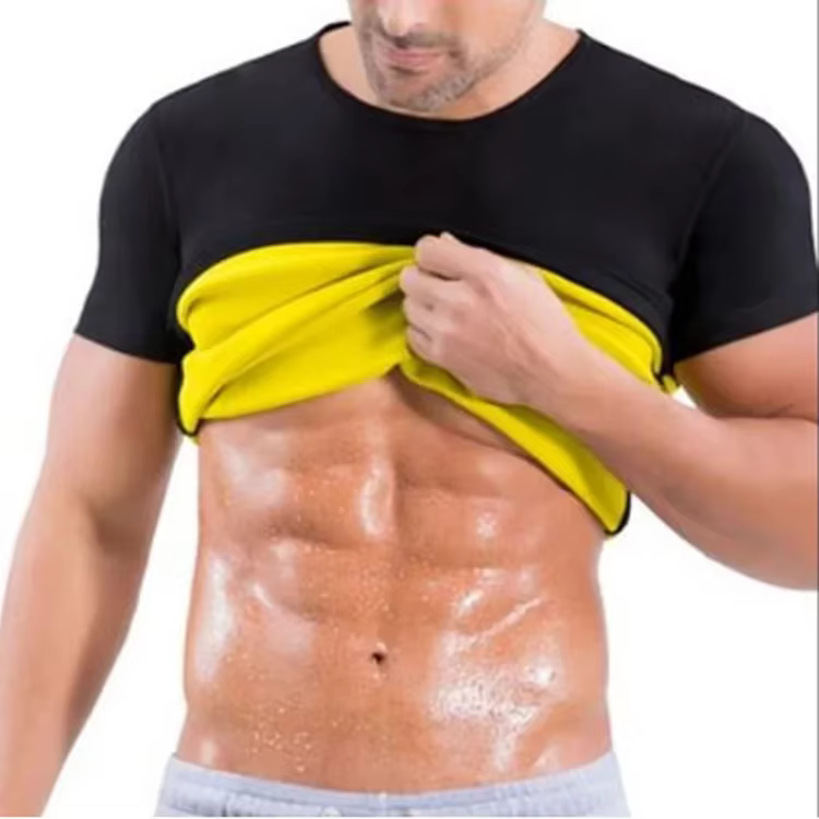 Sauna t-shirts hommes ventre plat corset minceur gaine sueur mâle gros brûlant corps Shaper perte de