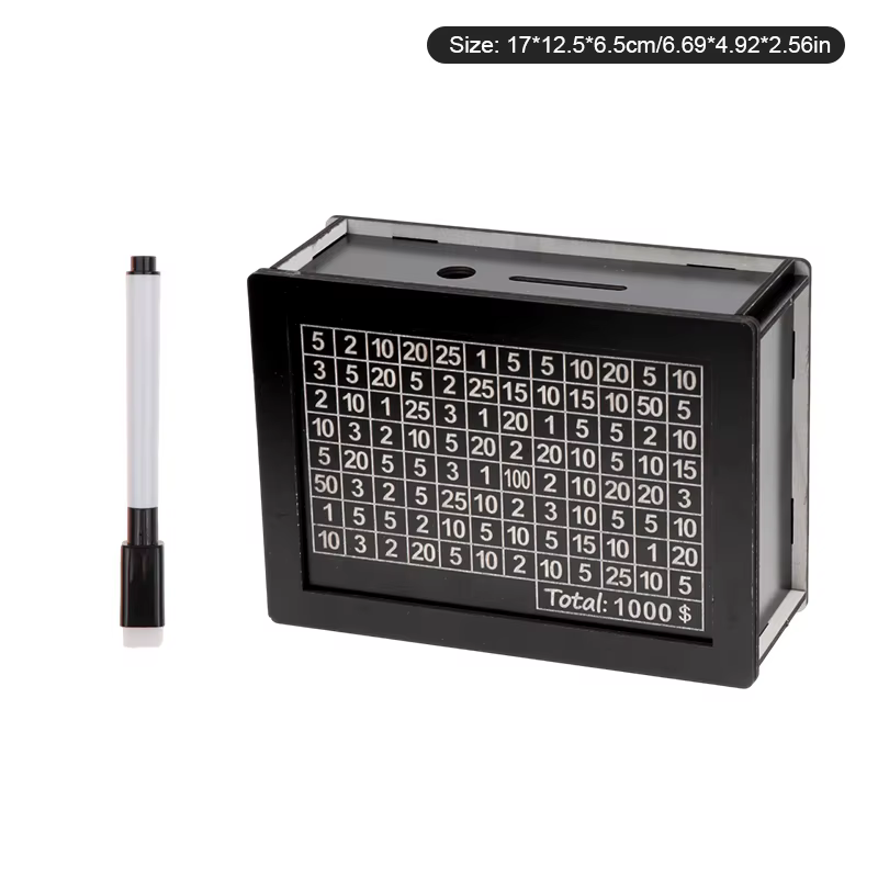 Tirelire réutilisable noire USD, avec compteur d'objectifs d'argent, tirelire d'épargne, bricolage, 