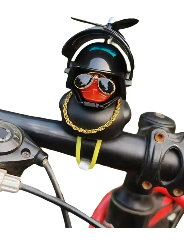 Guidon de vélo en forme de canard en caoutchouc, décoration de vélo avec hélices, lunettes, chaîne e