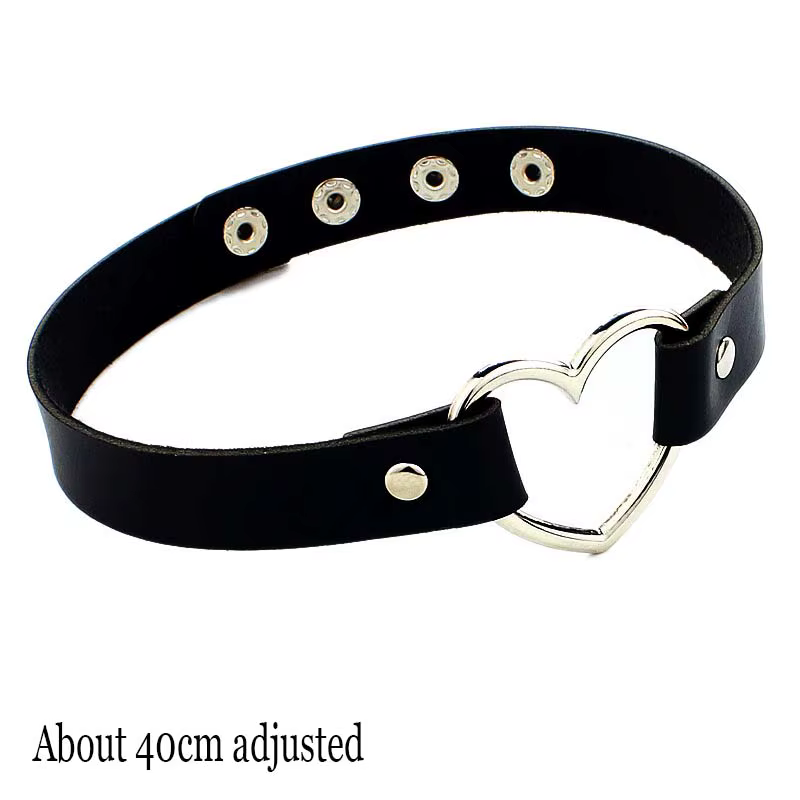 Nouveau Sexy Harajuku PU cuir chaîne coeur pendentif colliers femmes hommes Punk cou gothique noir r