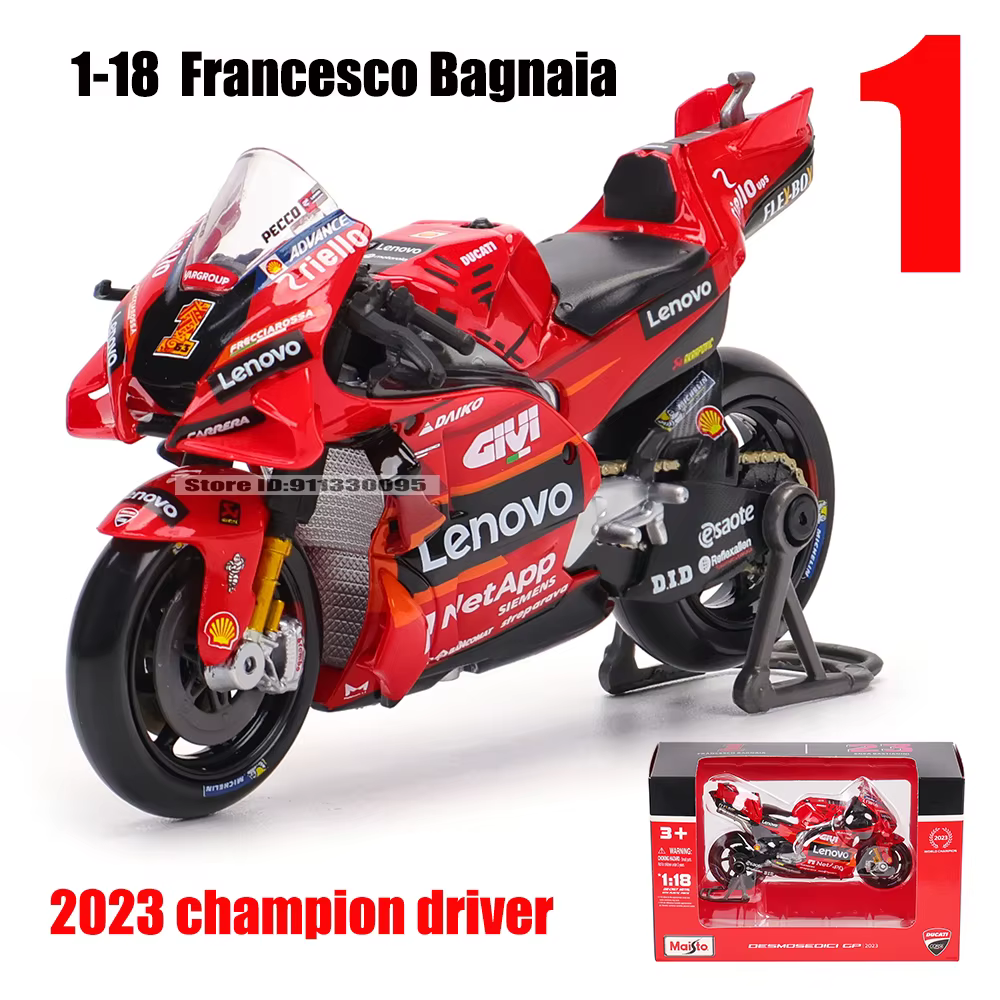 Maisto 1:18 NOUVEAU 2023 Ducati Lenovo Team # 1 Bagnaia Champion Moto GP Racing alliage moulé modèle