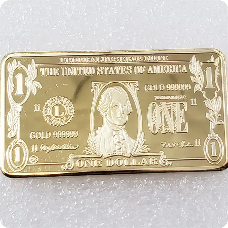 Lingots d'or 24k, pièces de monnaie en métal, USD avec boîte cadeau