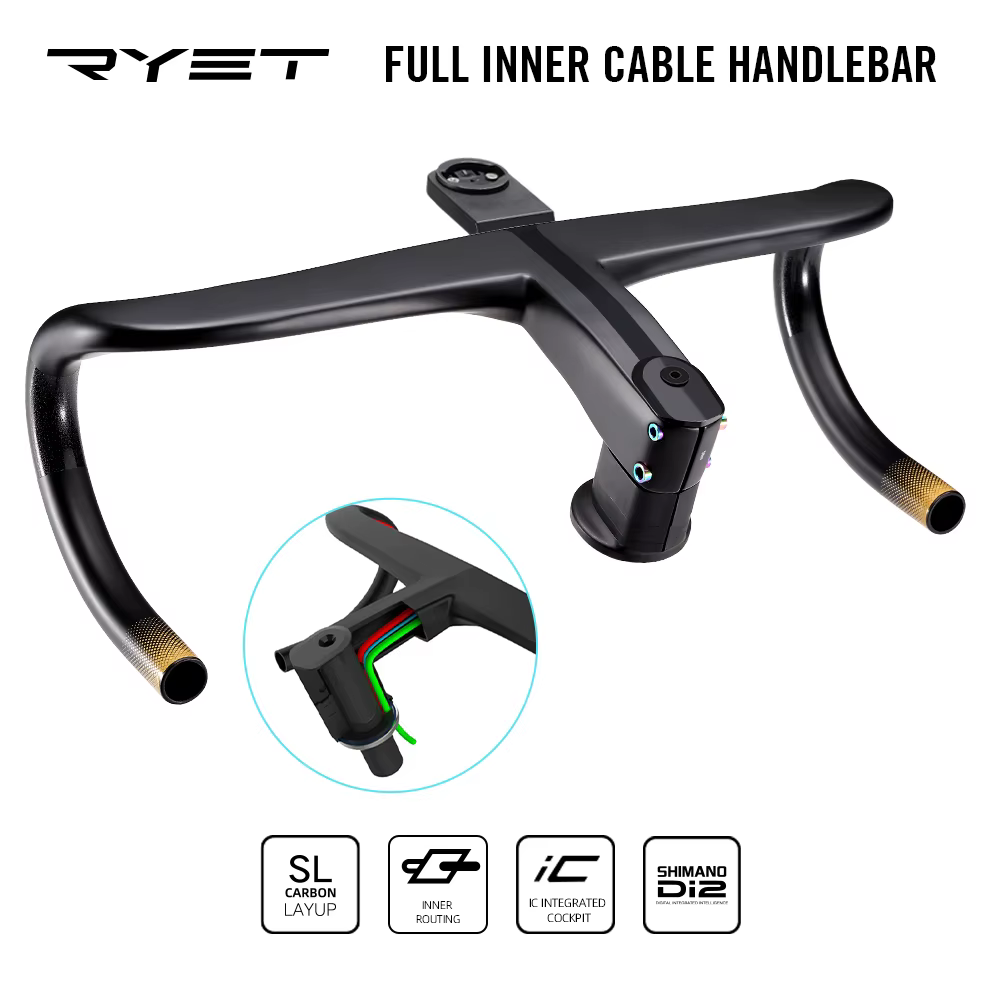 RYET ErgoZan-Guidon de route intégré en carbone, pièces de vélo, Di2 avec support d'ordinateur, câbl