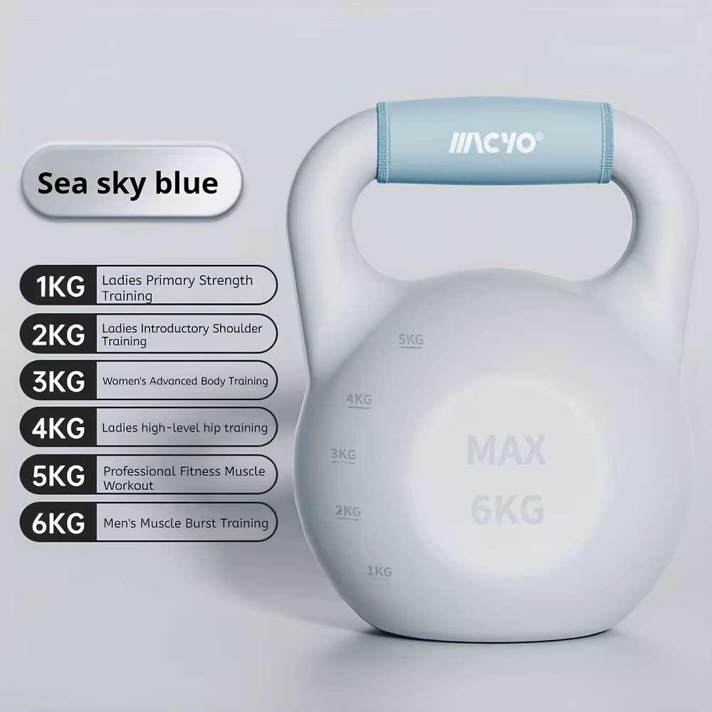 Kettlebell à remplissage d'eau réglable 1-6 kg, poids portable avec poignée rembourrée pour femmes, 