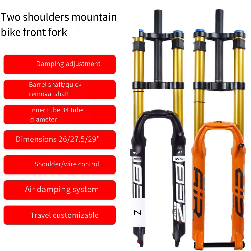 Fourche à suspension pneumatique pour vélo 26/29 pouces - 160 mm de débattement, 100 mm de distance 