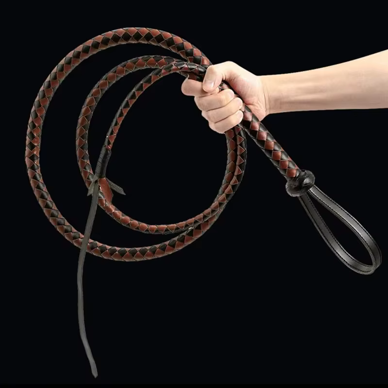 Fouet d'équitation en cuir véritable de 240CM, fouet de taureau en peau de vache pour l'entraînement