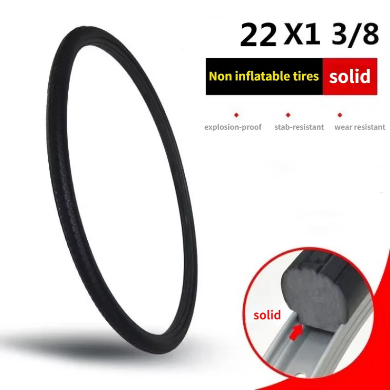Pneus de vélo sans air, pneus solides pour vélo, 20/24/26 pouces x 1,50/1,95/1 3/8, pneus solides an