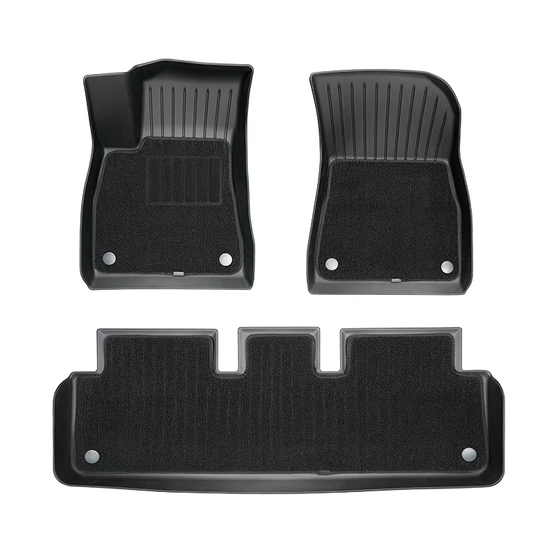 6 tapis de sol pour Tesla Model Y Highlad3, double couche, 3D, TPE, tapis en velours, imperméables, 