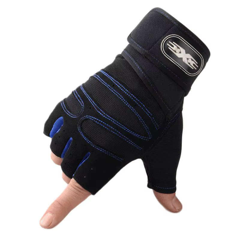 Gants de musculation pour hommes et femmes, demi-doigts, antidérapants, avec support de poignet, pou