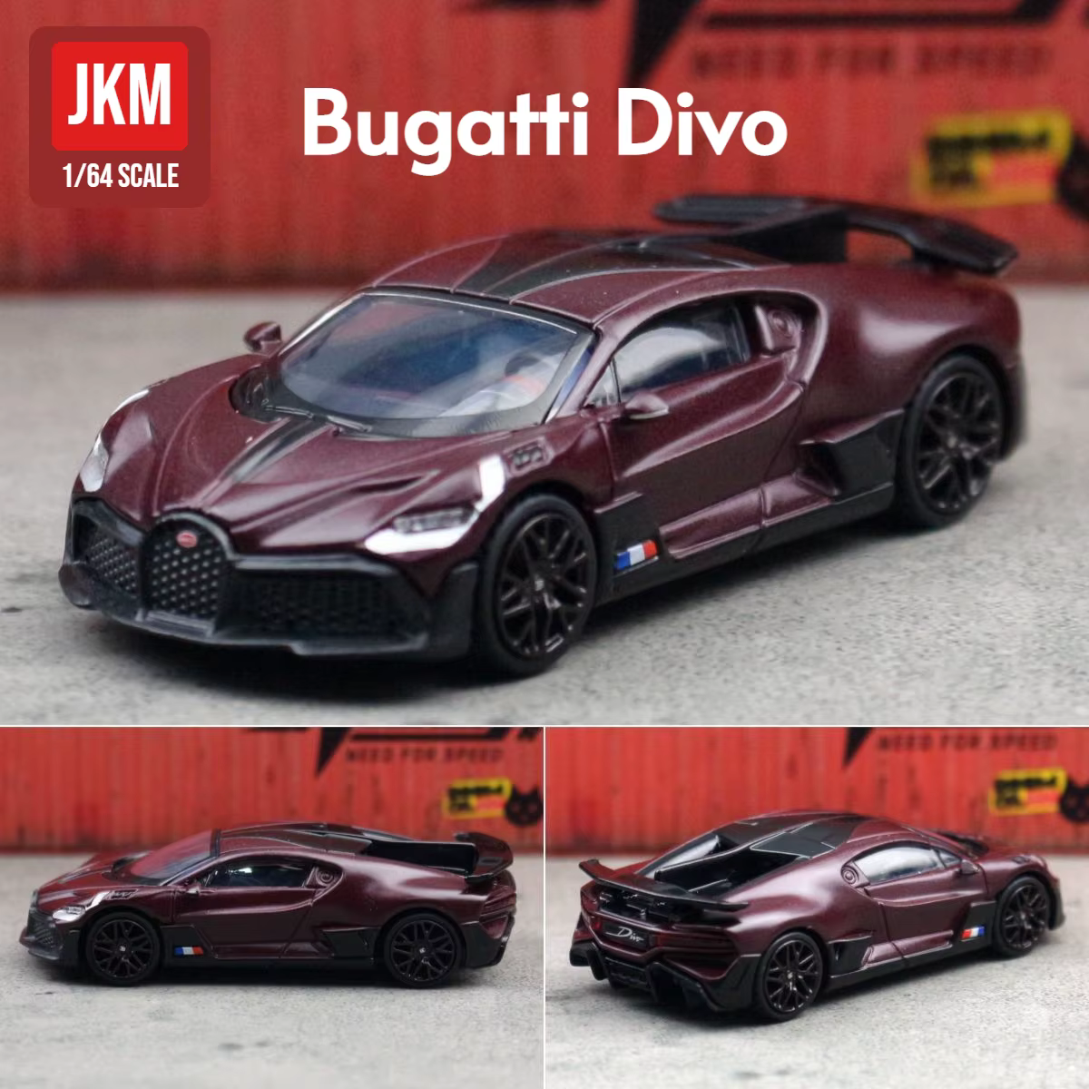 1/64 Bugatti Divo Chiron EB110 Centodieci La Voiture Noire jouet voiture JKM modèle Miniature roues 