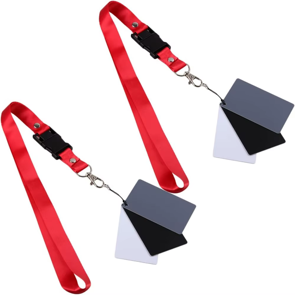 2 cartes de balance numérique 3-en-1 format poche, carte grise 18% avec sangle de cou pour la correc