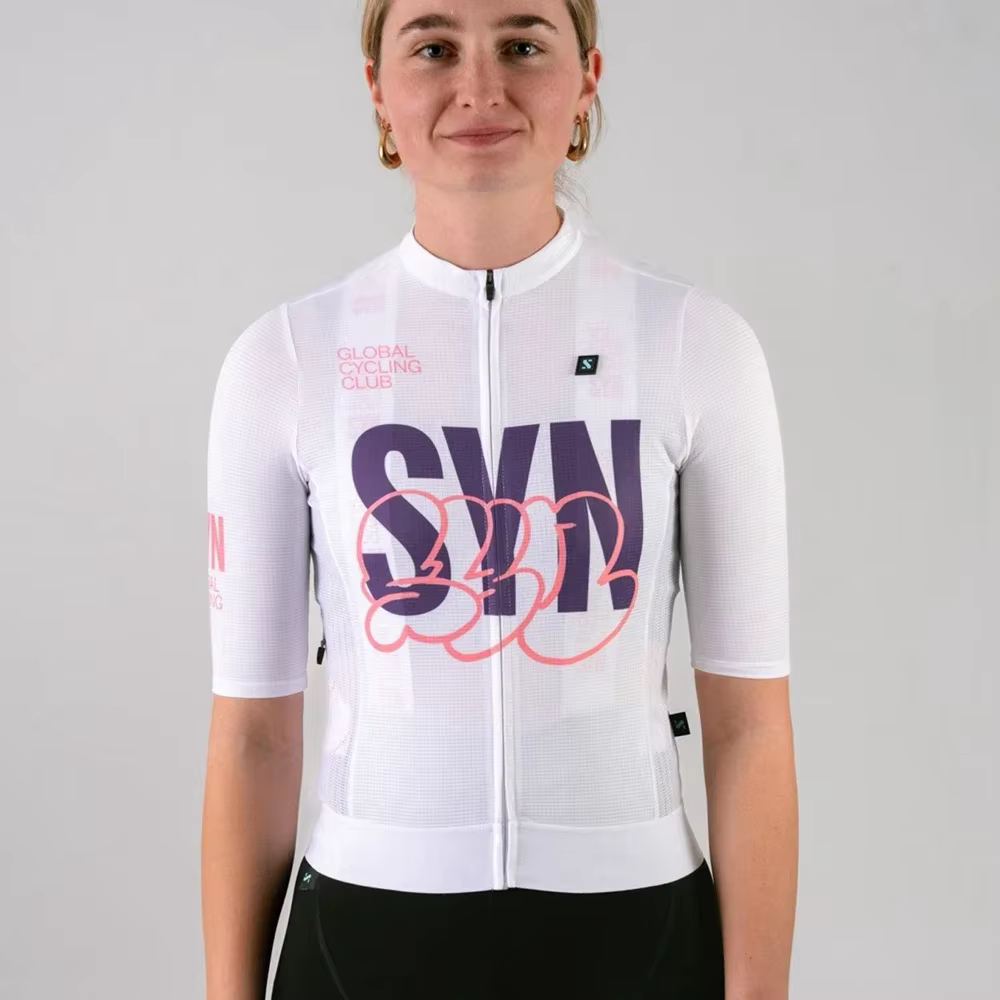 Haut de cyclisme blanc compétitif pour femmes, séchage rapide, collection été 2025