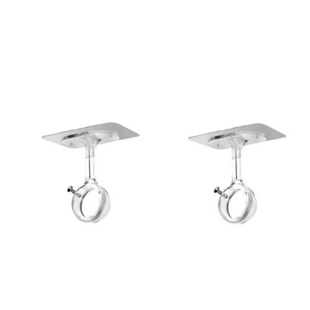 Supports de tringle à rideau sans perçage, autocollants, pour montage au plafond, transparents, 2/4/