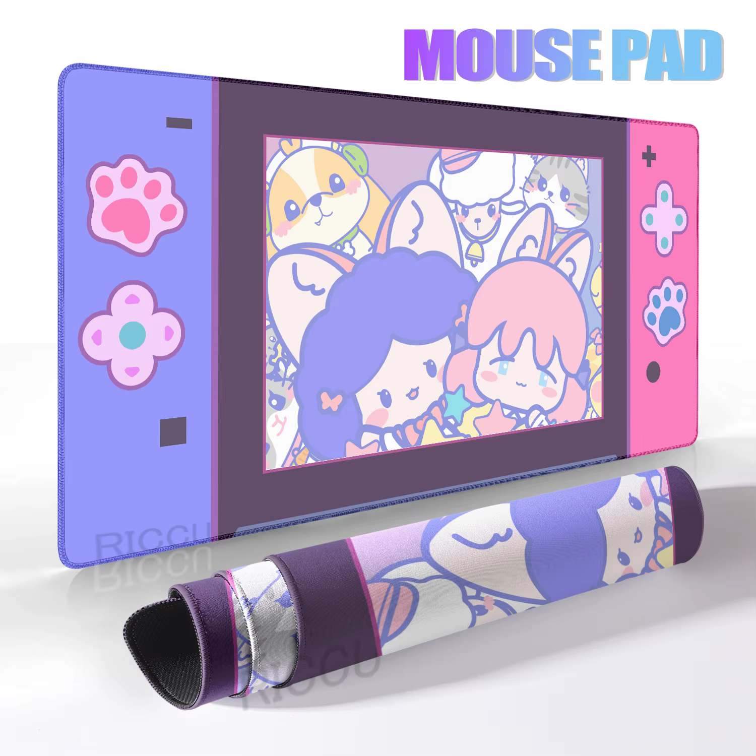 XLCute-Tapis de souris White Rabbit, Kawaii Aesthetic Cloud PC, Accessoires de jeu, Souris Sub média