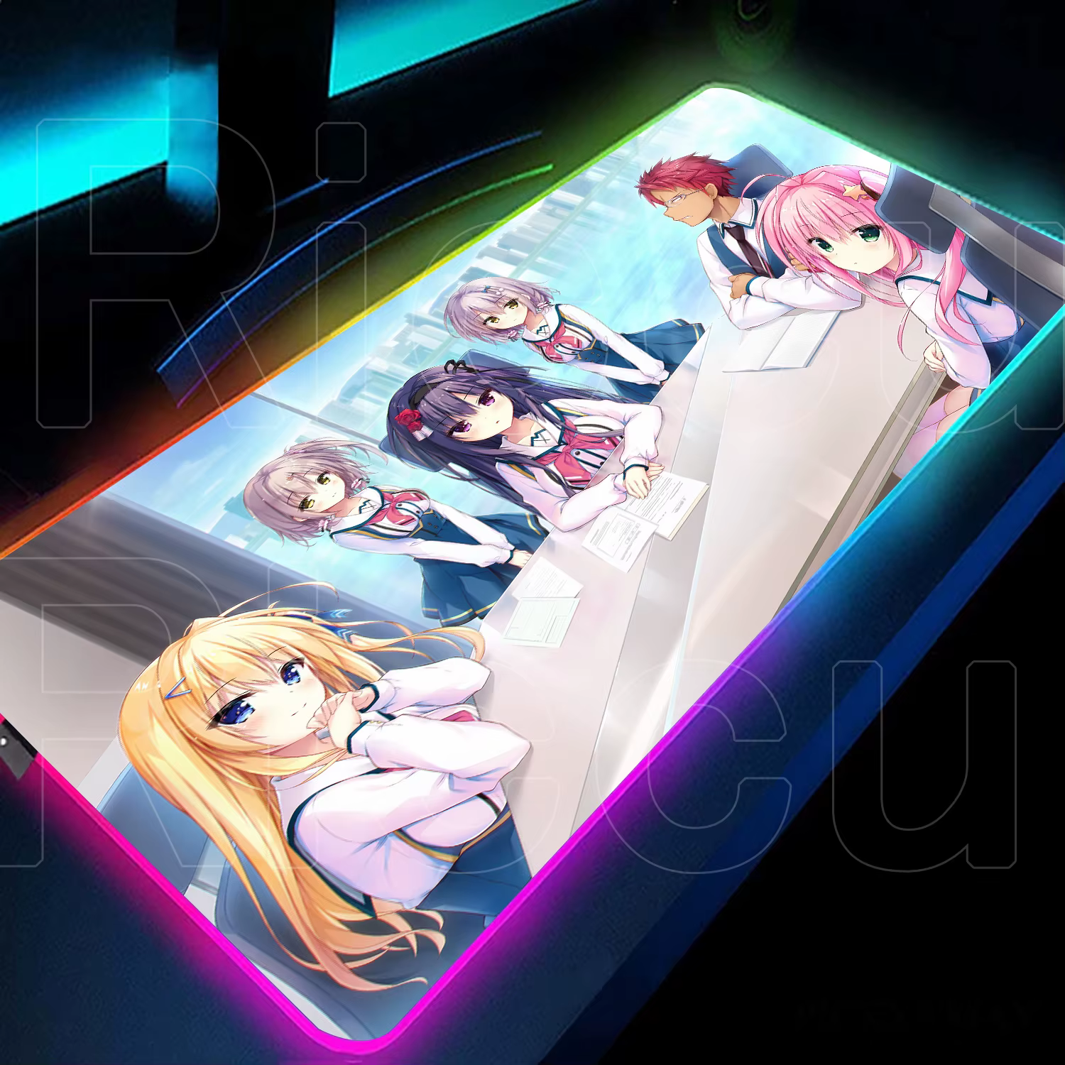 Tapis de souris LED pour gamer, tapis de bureau pour clavier PC, accessoires de bureau, tapis de sou