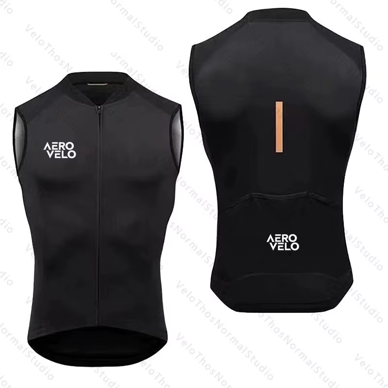 Gilet de cyclisme AERO VELO coupe-vent pour homme, sans manches, avec fermeture éclair, pour la cour