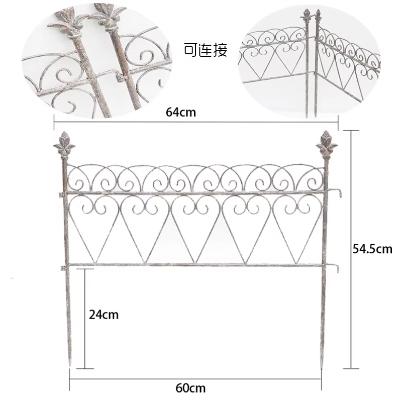 Clôture de jardin en fer blanc, lance décorative, bordure de fleur supérieure, panneau de bordure de