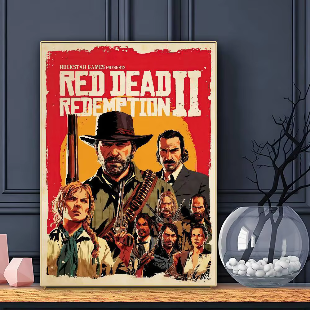 Affiche HD du jeu R-Red D-DeadS Redemption 2, autocollante, imperméable, décoration murale pour la m
