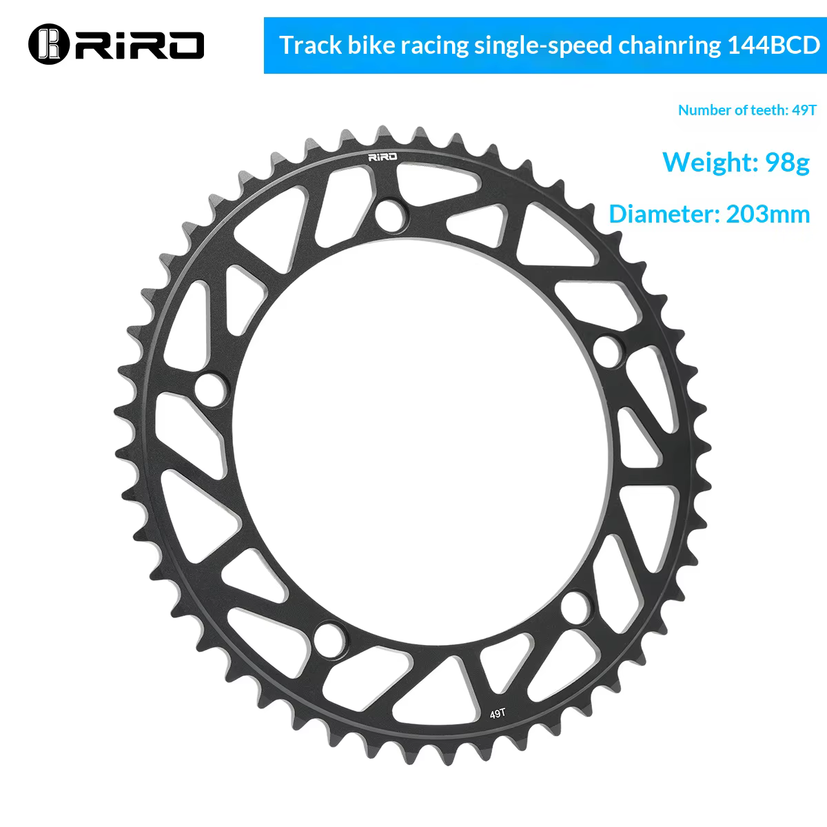 Plateau de pédalier de course RIRO 144BCD - Options 48T 49T 51T, design léger à découpe, chaîne simp