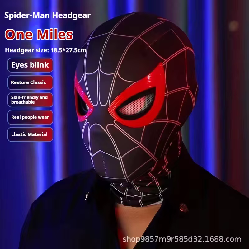 Spiderman Mascara couvre-chef Cosplay yeux mobiles masque électronique Spider Man télécommande jouet