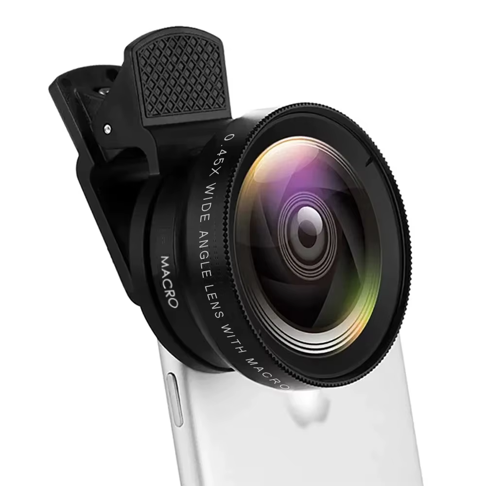 Expérience 2 en 1 kit d'objectif de caméra de téléphone 0.45x grand Angle 12.5x objectif Macro objec