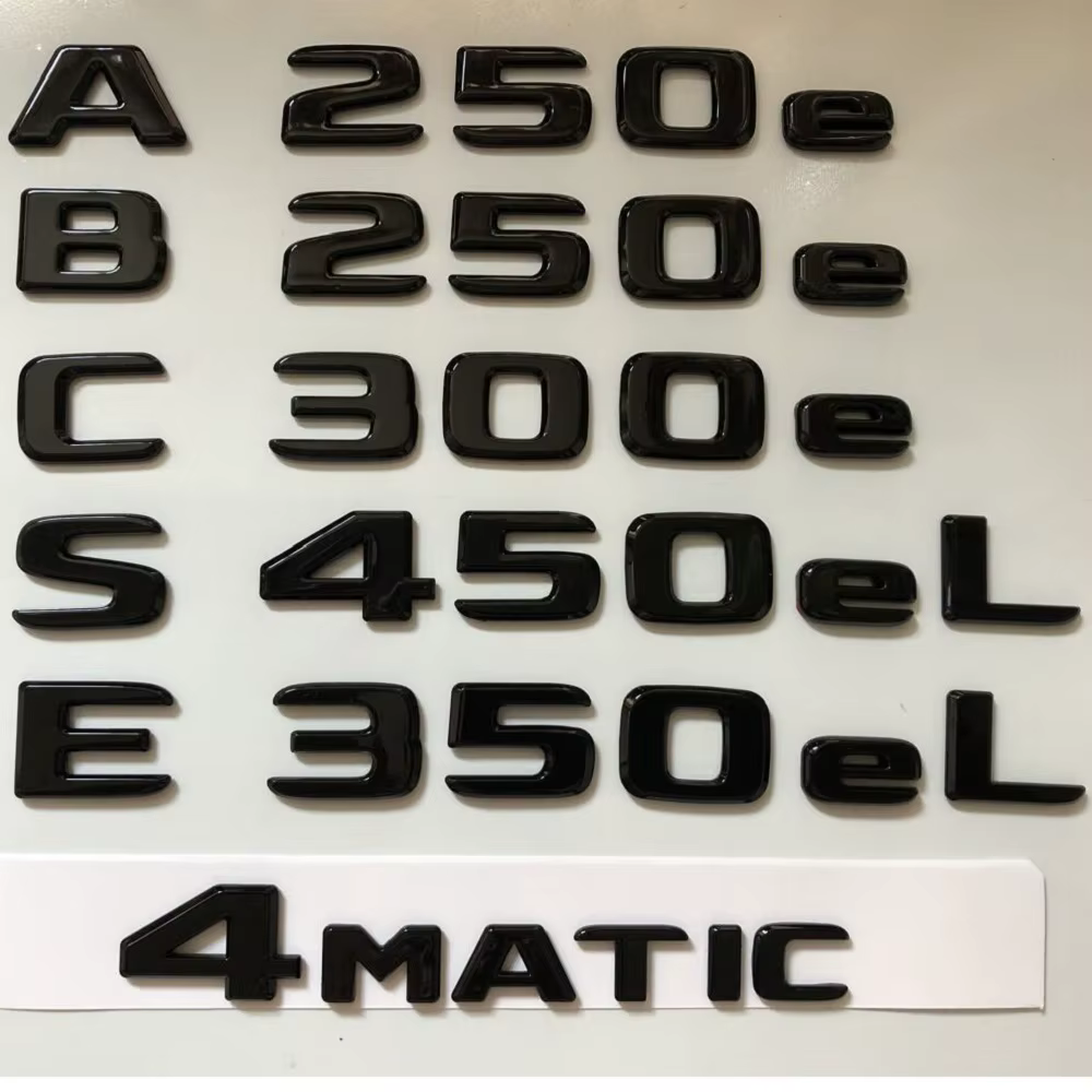 Emblèmes de lettres noires brillantes pour Mercedes Benz, nouvelle énergie, hybride enfichable, A250