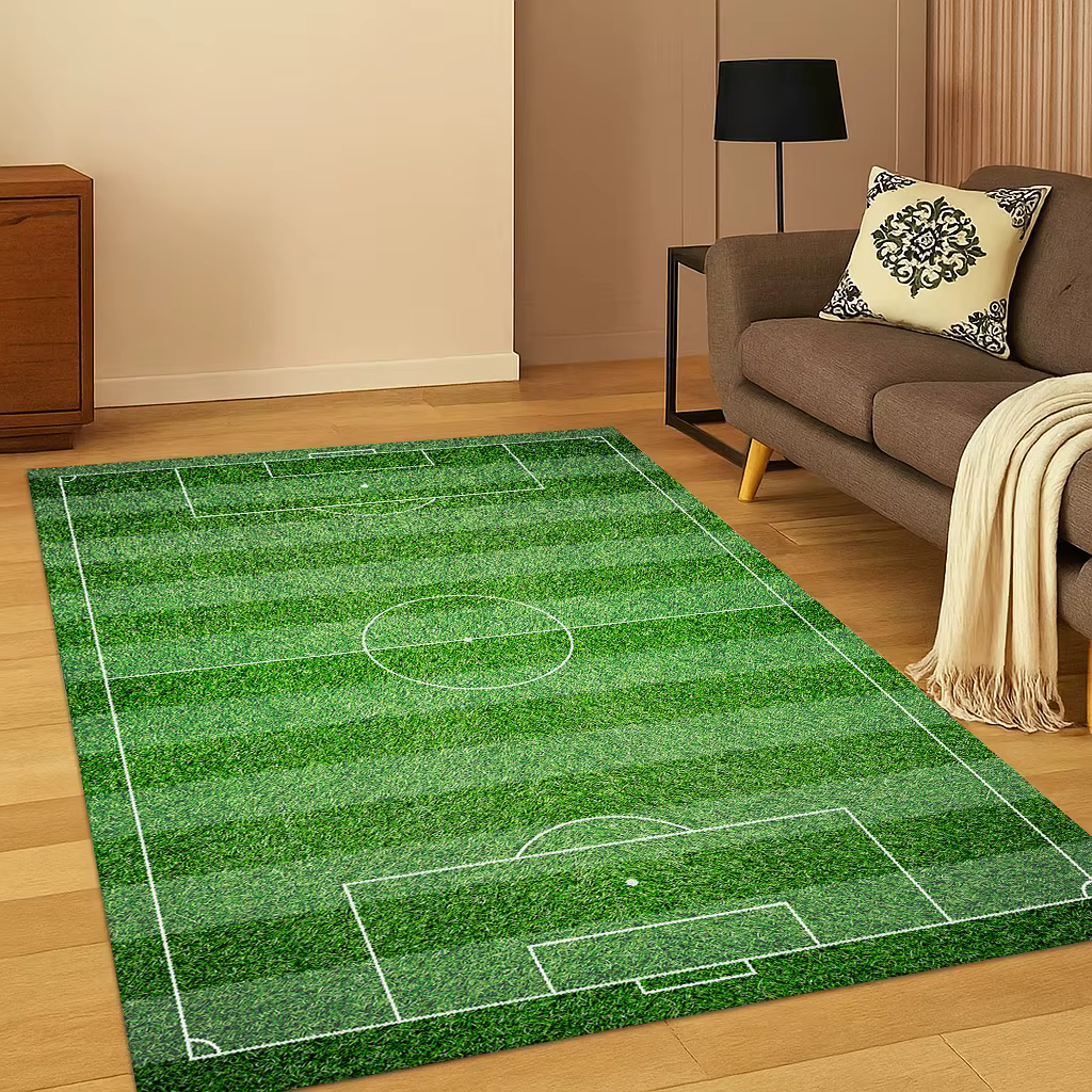 Tapis de sport de terrain de Football noir 3D, pour salon, canapé, maison, chambre à coucher, décor 