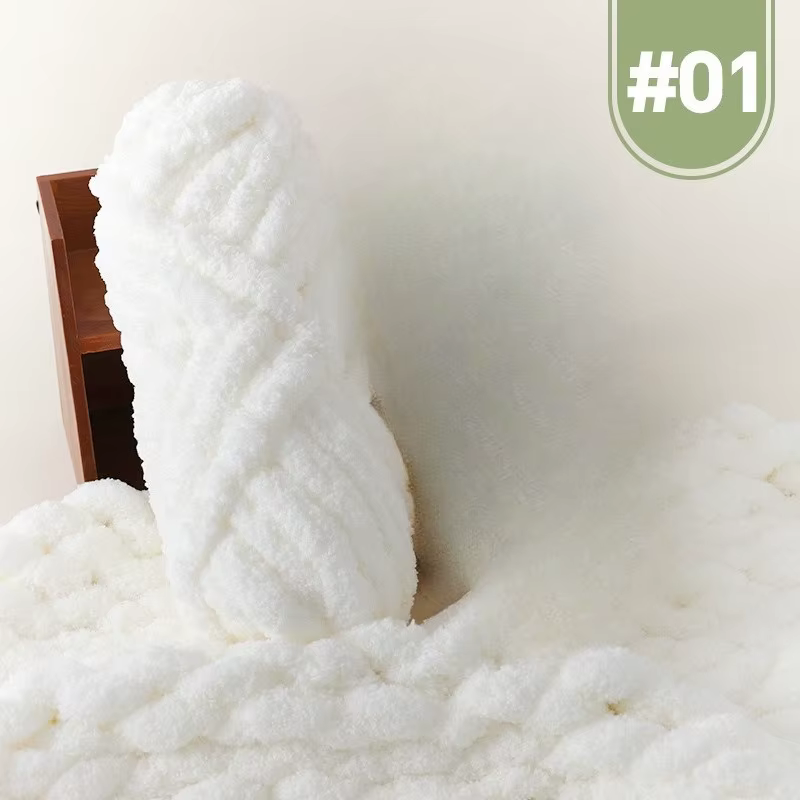 Fil de Polyester pour écharpe, chapeau, tapis, lit de chat, Chenille, fil à Crochet, fil épais à tri