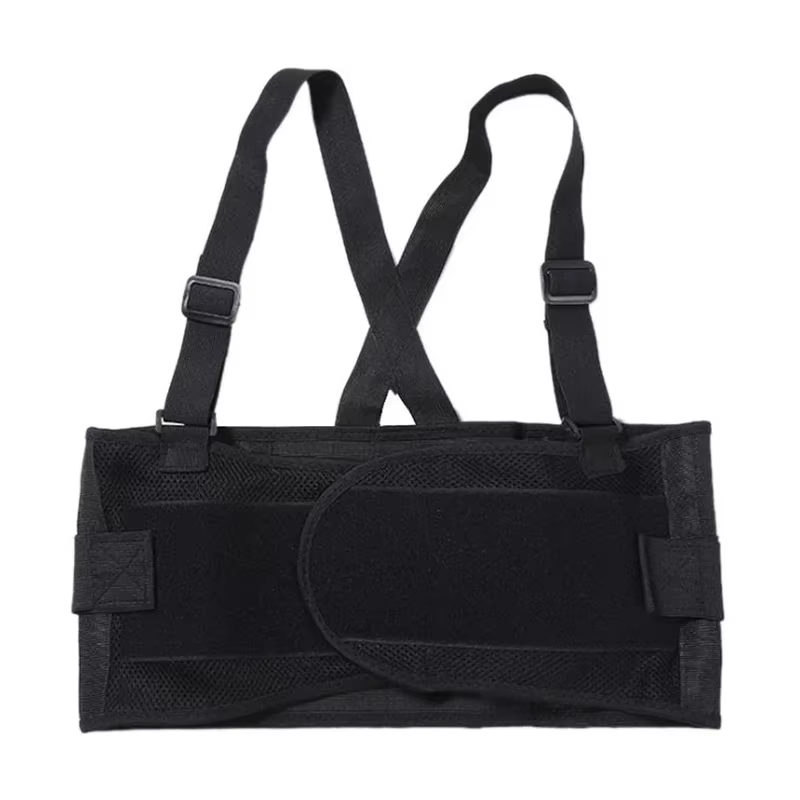 Ceinture d'haltérophilie – Orthèse dorsale de soutien lombaire robuste avec bretelles réglables pour