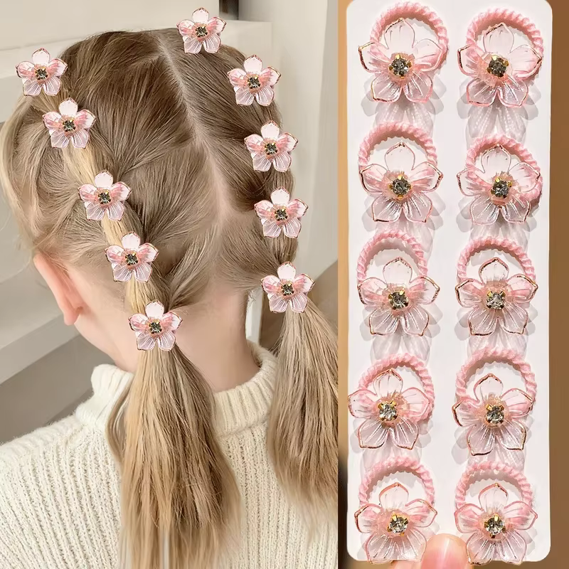 10 bandeaux élastiques tressés à fleurs pour filles, haute élasticité, pinces à cheveux durables, ad