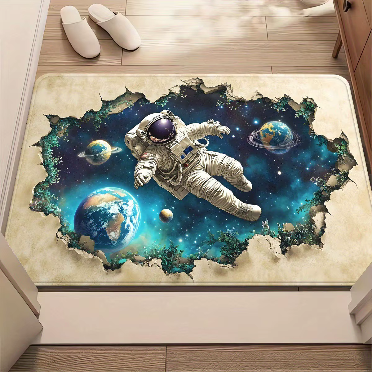 Tapis d'astronaute flottant dans la zone spatiale, thème galaxie cosmique, pour chambre à coucher, a