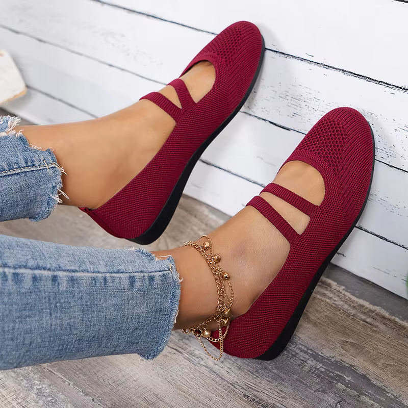 Chaussures plates tricotées élastiques pour femmes, mocassins souples et respirants, légers, décontr