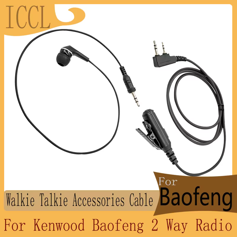 Accessoires pour talkie-walkie intra-auriculaires, câble détachable, 2 broches, micro PTT, câble dét