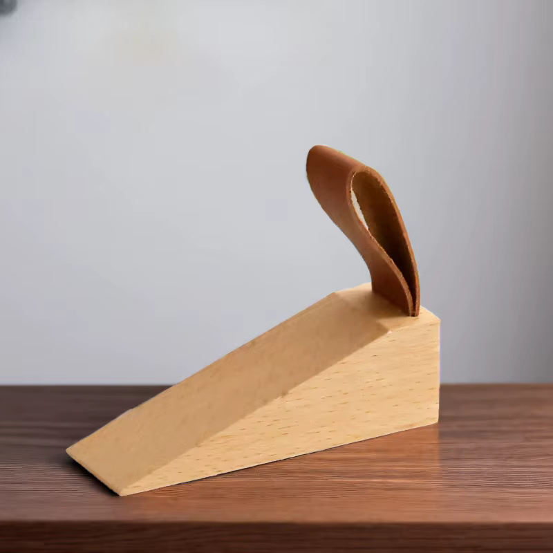 Butoir de porte en bois renforcé avec lame inférieure antidérapante, Installation sous-porte, pour u
